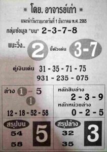 หวยอาจารย์เก่า 1/12/65