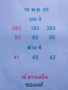 หวยเอ๋ดาวเหนือ 16/11/65