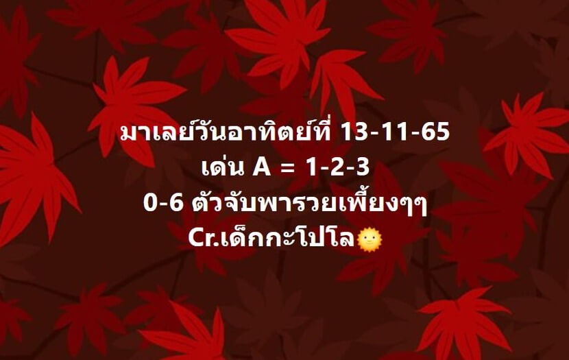 แนวทางหวยมาเลย์ 13/11/65 ชุดที่ 14