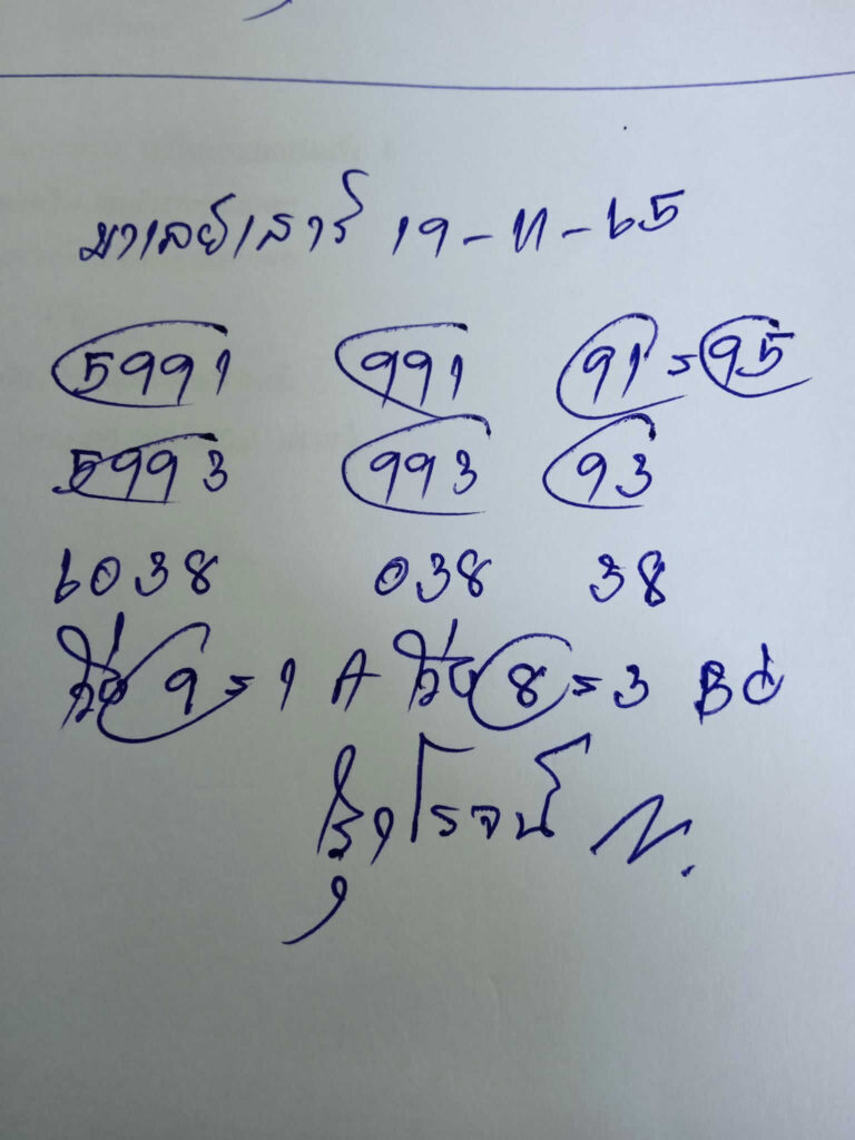 แนวทางหวยมาเลย์ 19/11/65 ชุดที่ 3