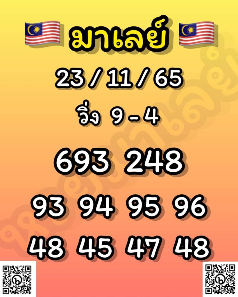 แนวทางหวยมาเลย์ 23/11/65 ชุดที่ 4