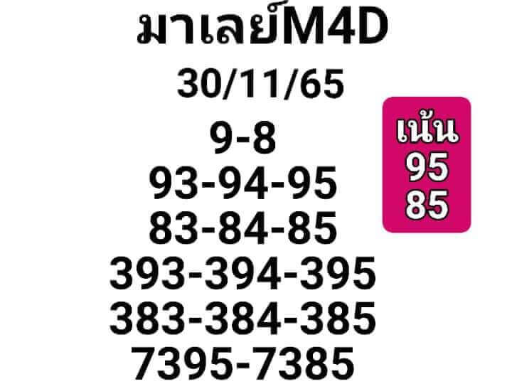 แนวทางหวยมาเลย์ 30/11/65 ชุดที่ 6