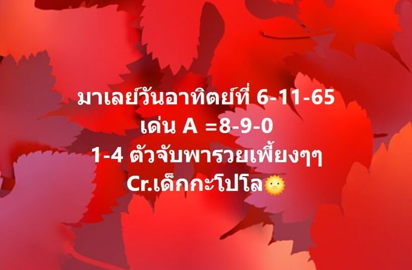 แนวทางหวยมาเลย์ 6/11/65 ชุดที่ 15