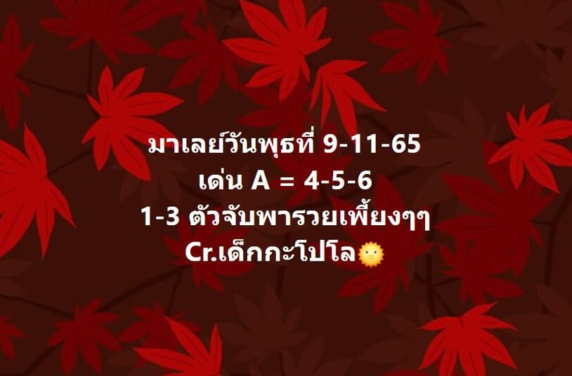 แนวทางหวยมาเลย์ 9/11/65 ชุดที่ 8