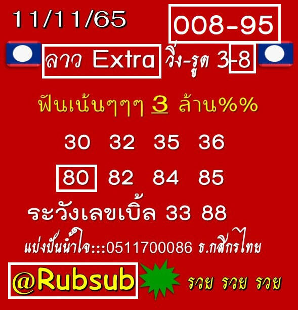 แนวทางหวยลาว 11/11/65 ชุดที่ 15