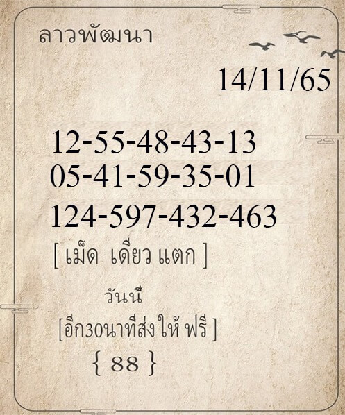 แนวทางหวยลาว 14/11/65 ชุดที่ 2