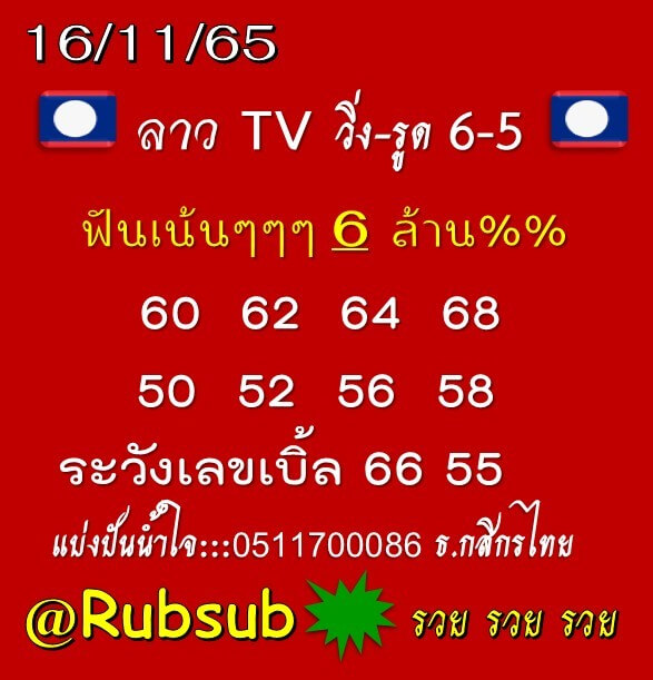 แนวทางหวยลาว 16/11/65 ชุดที่ 11