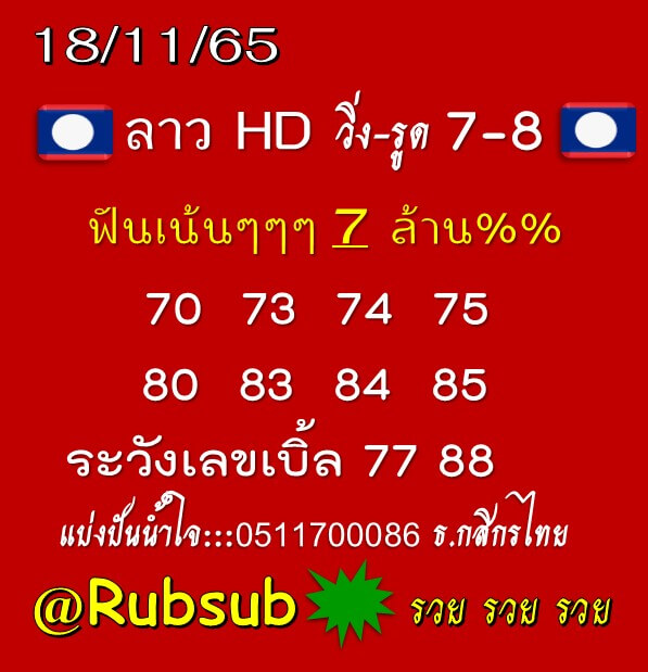 แนวทางหวยลาว 18/11/65 ชุดที่ 9