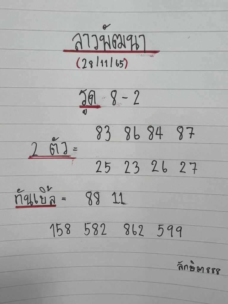 แนวทางหวยลาว 28/11/65 ชุดที่ 11