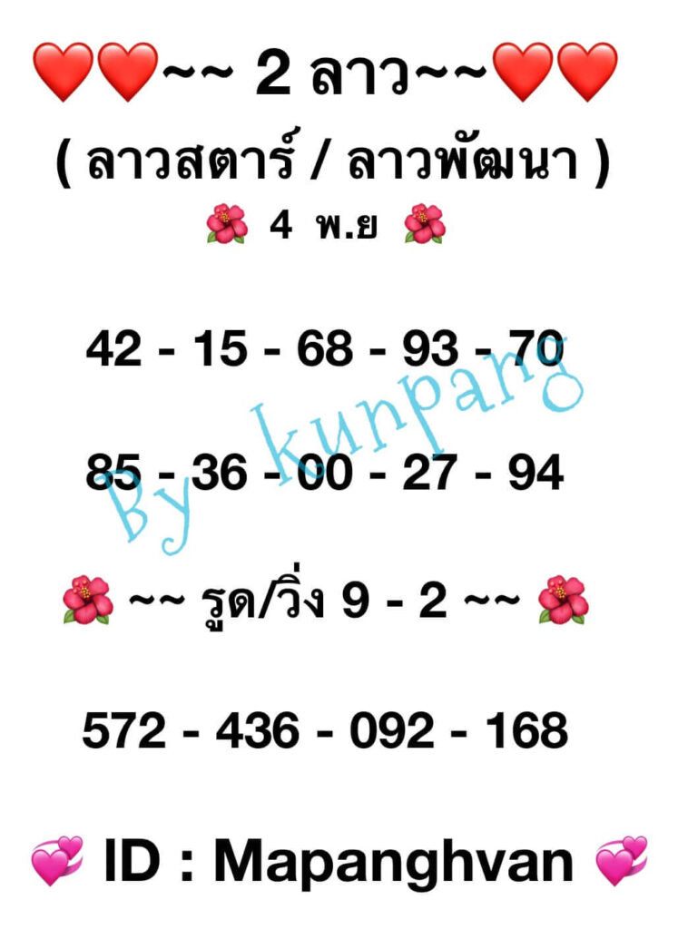 แนวทางหวยลาว 4/11/65 ชุดที่ 5