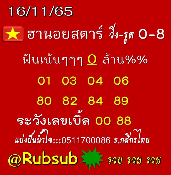 แนวทางหวยฮานอย 16/11/65 ชุดที่ 8