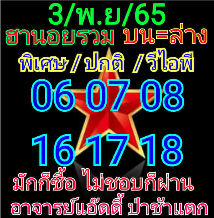 แนวทางหวยฮานอย 3/11/65 ชุดที่ 5