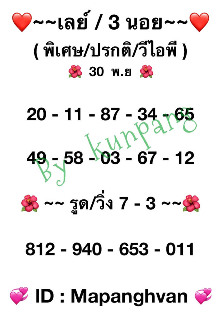 แนวทางหวยฮานอย 30/11/65 ชุดที่ 14