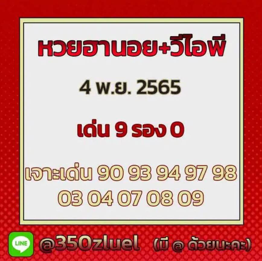 แนวทางหวยฮานอย 4/11/65 ชุดที่ 11