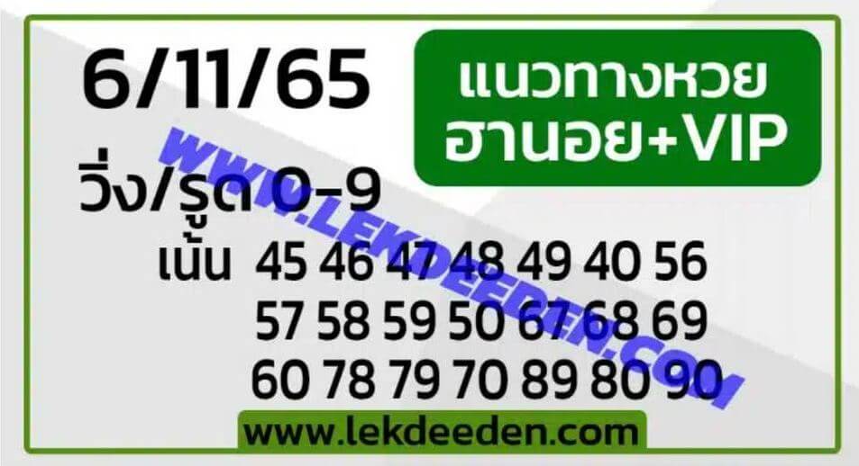 แนวทางหวยฮานอย 6/11/65 ชุดที่ 16