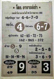 หวยอาจารย์เก่า 30/12/65