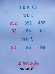 หวยเอ๋ดาวเหนือ 1/12/65