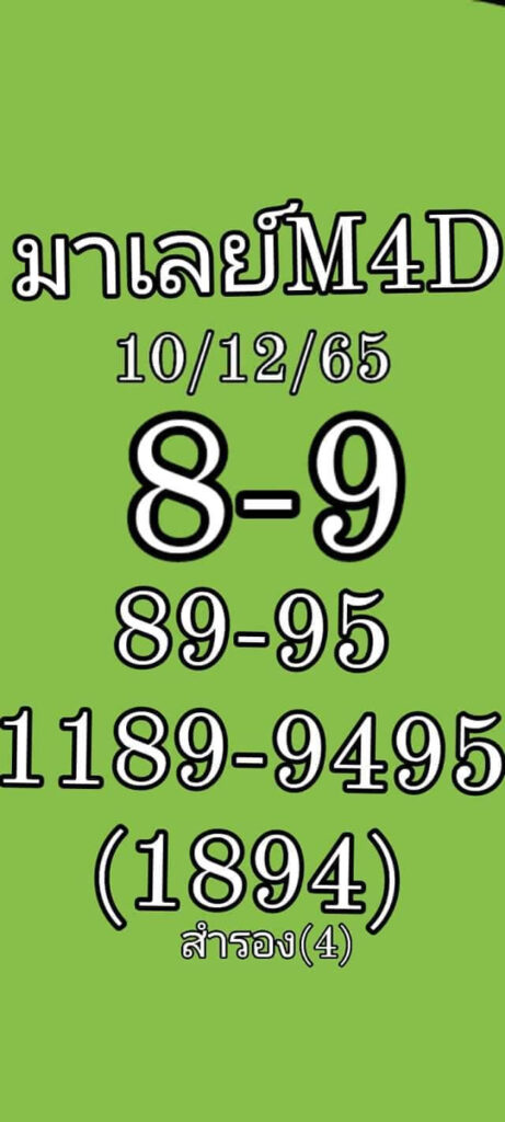 แนวทางหวยมาเลย์ 10/12/65 ชุดที่ 18