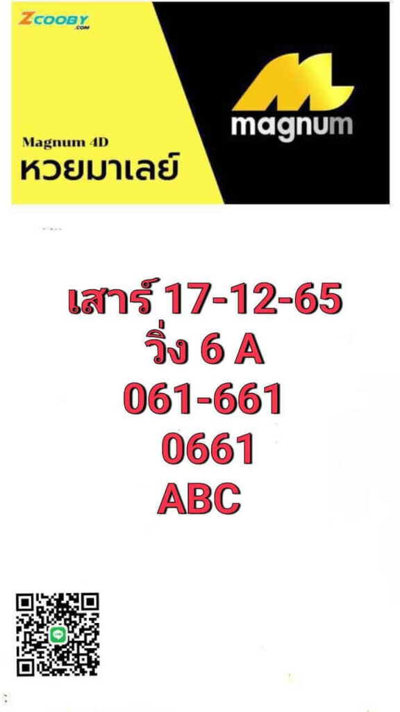 แนวทางหวยมาเลย์ 17/12/65 ชุดที่ 1