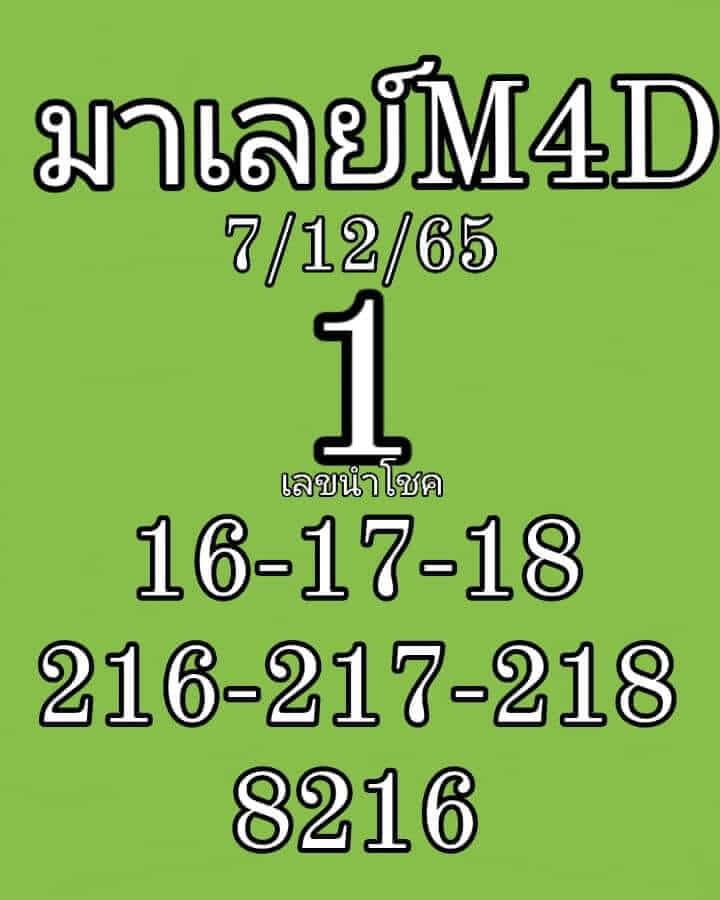 แนวทางหวยมาเลย์ 7/12/65 ชุดที่ 12