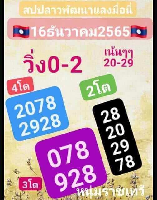 แนวทางหวยลาว 16/12/65 ชุดที่ 8