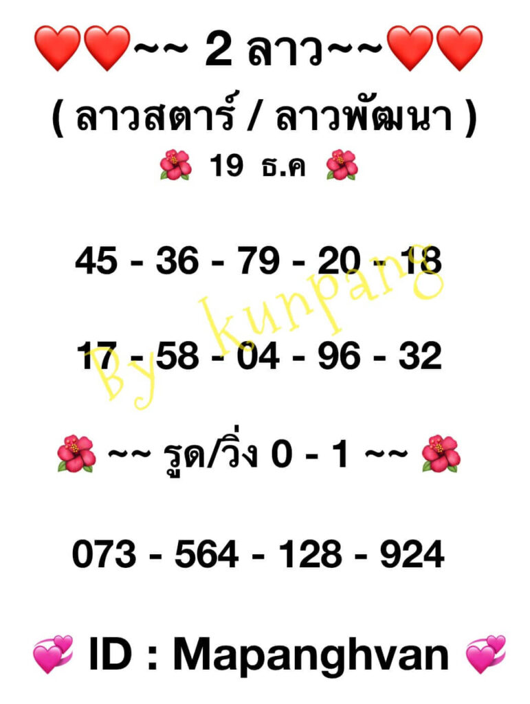 แนวทางหวยลาว 19/12/65 ชุดที่ 11