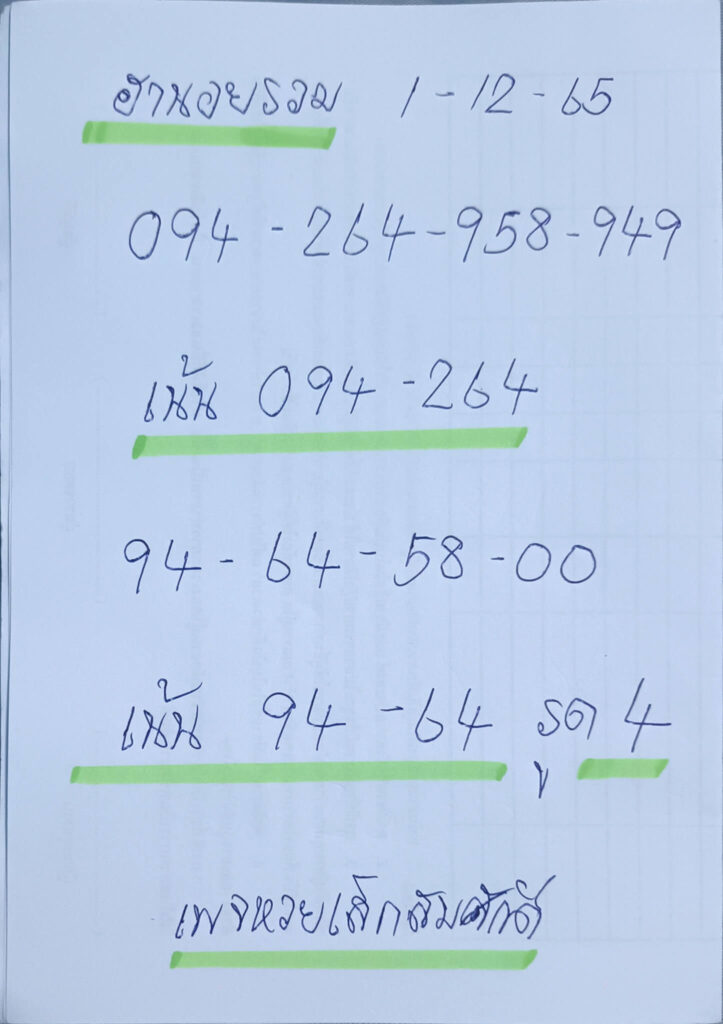 แนวทางหวยฮานอย 1/12/65 ชุดที่ 3