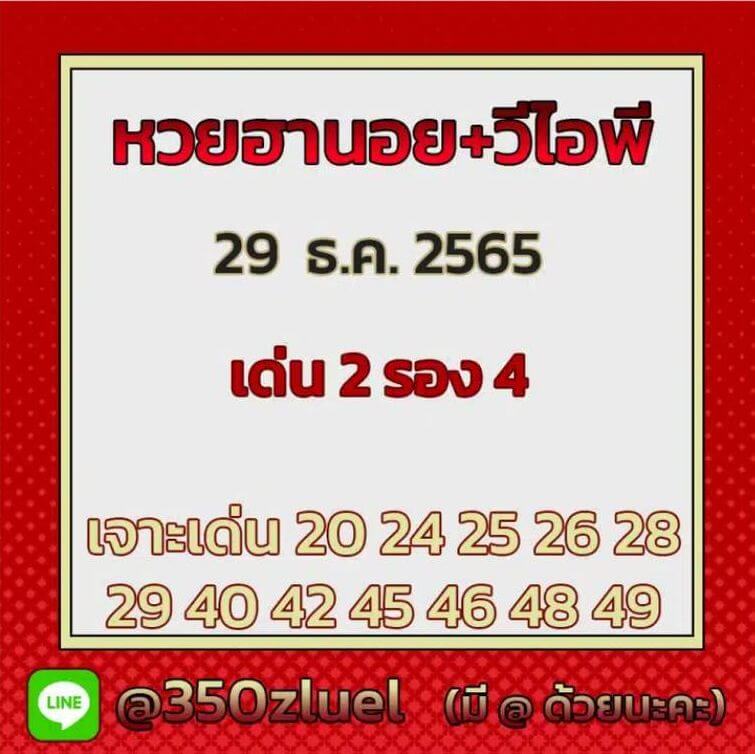 แนวทางหวยฮานอย 29/12/65 ชุดที่ 7