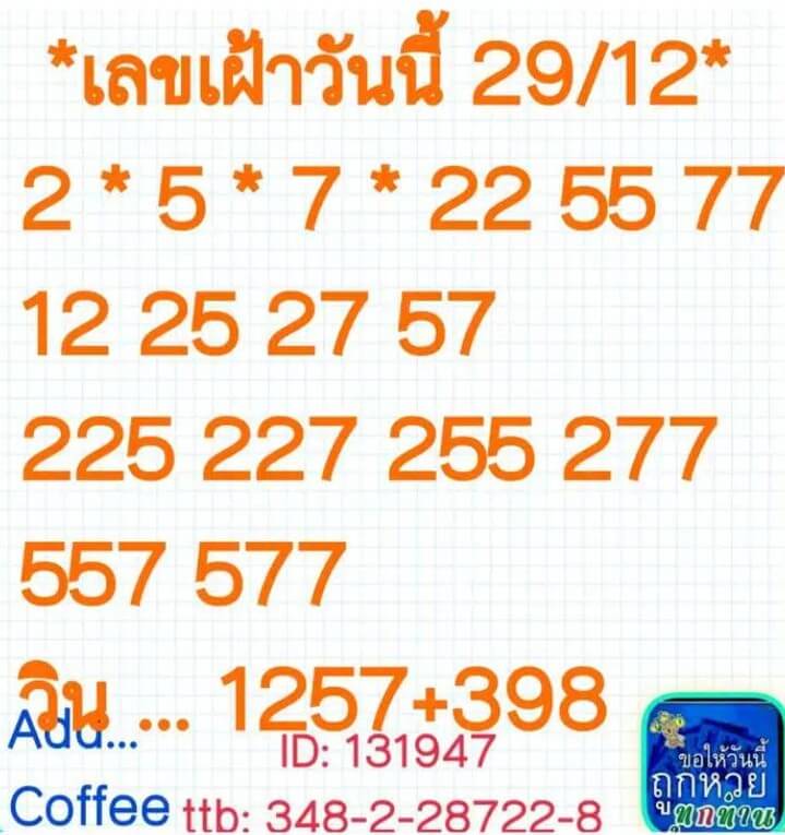 แนวทางหวยฮานอย 29/12/65 ชุดที่ 8