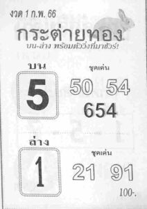 หวยกระต่ายทอง 1/2/66
