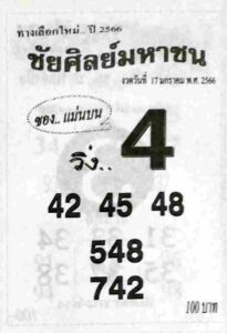 หวยชัยศิลย์มหาชน 17/1/66