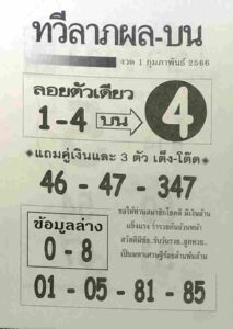 หวยทวีลาภผลบน 1/2/66