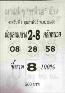 หวยมาแน่ๆหน่วยล่าง 1/2/66