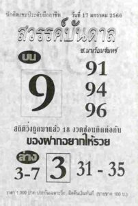 หวยสวรรค์บันดาล 17/1/66