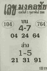 หวยเลขมงคลชัย 1/2/66
