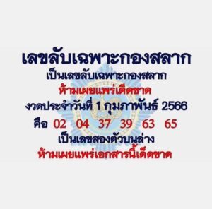 เลขลับเฉพาะกองสลาก 1/2/66