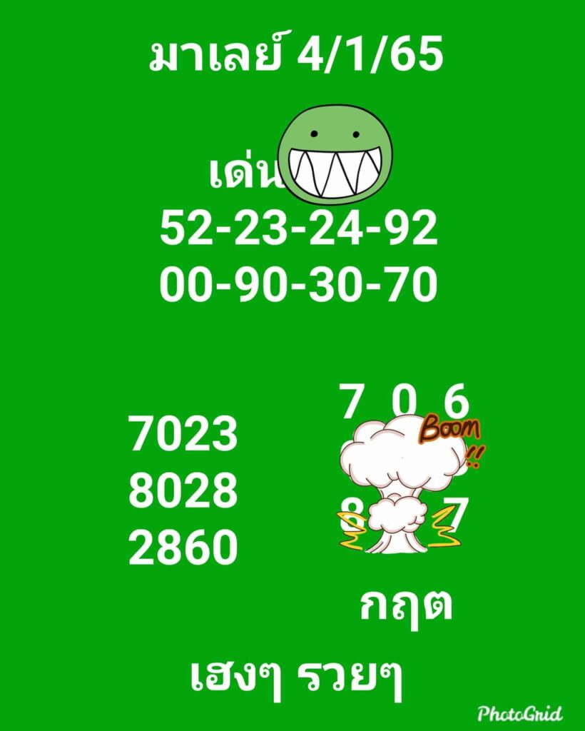 แนวทางหวยมาเลย์ 4/1/66 ชุดที่ 5