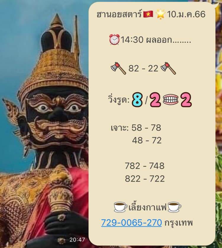 แนวทางหวยฮานอย 10/1/66 ชุดที่ 6