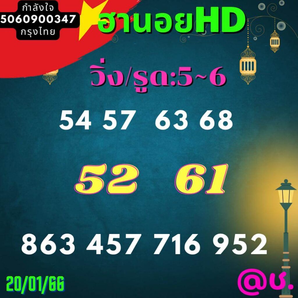 แนวทางหวยฮานอย 20/1/66 ชุดที่ 2