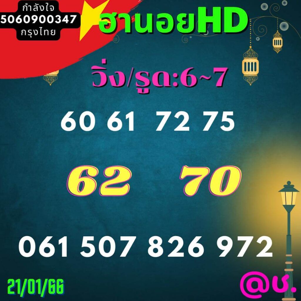 แนวทางหวยฮานอย 21/1/66 ชุดที่ 2