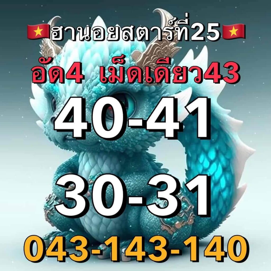 แนวทางหวยฮานอย 25/1/66 ชุดที่ 1