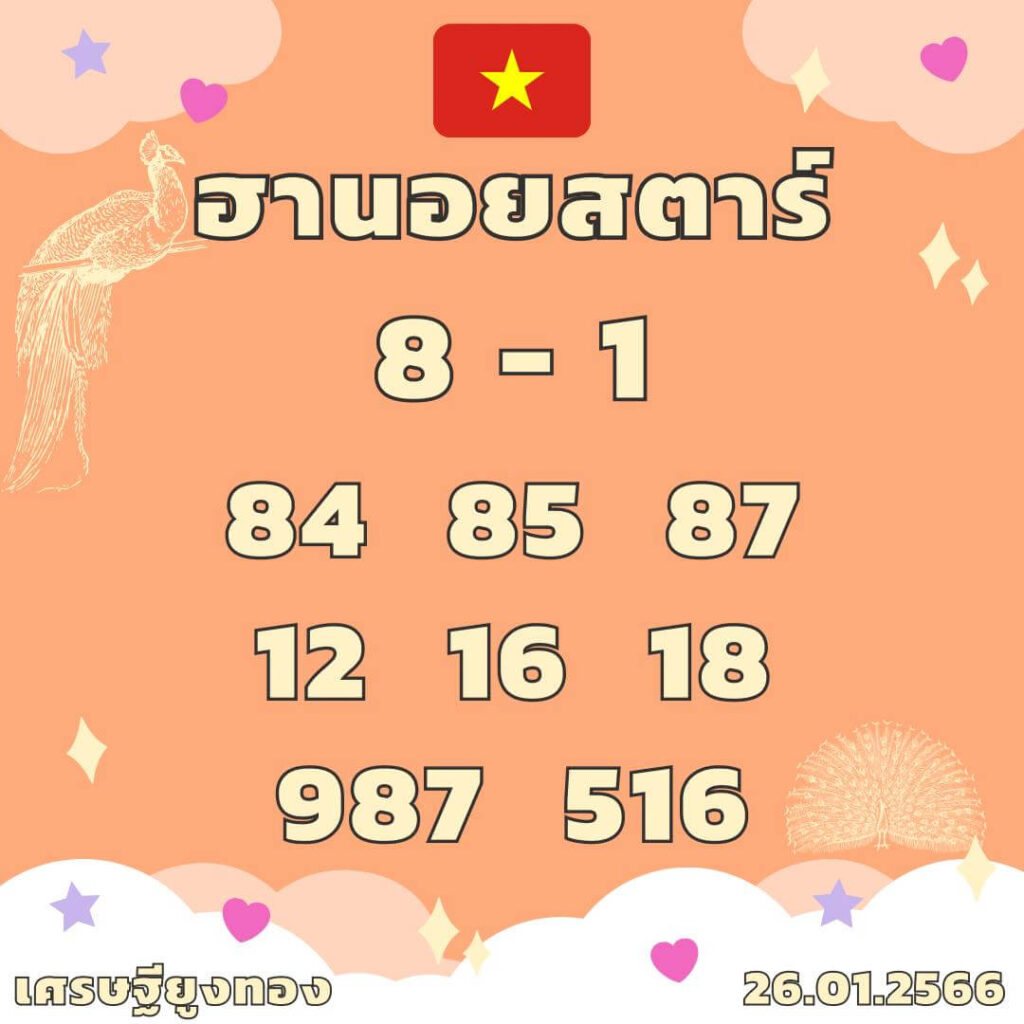 แนวทางหวยฮานอย 26/1/66 ชุดที่ 6