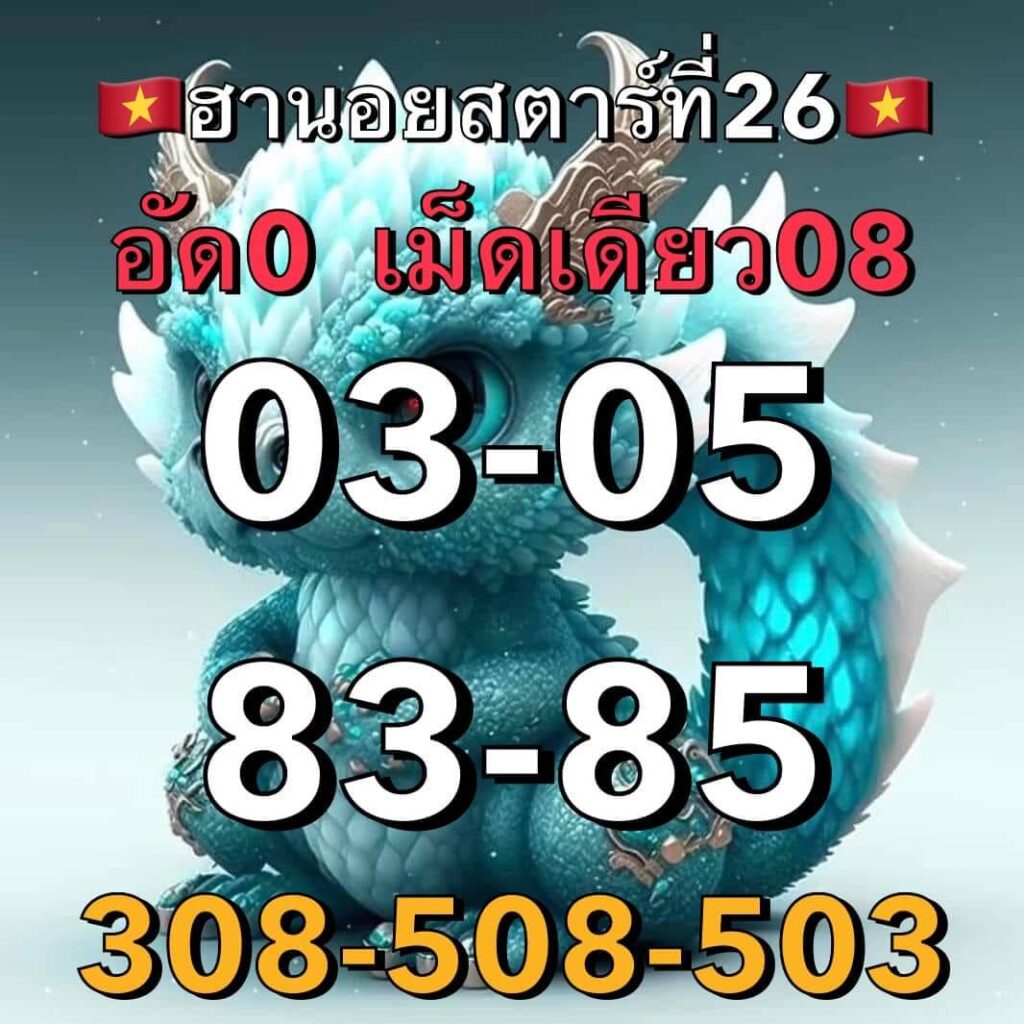 แนวทางหวยฮานอย 26/1/66 ชุดที่ 8