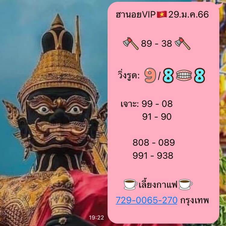 แนวทางหวยฮานอย 29/1/66 ชุดที่ 2