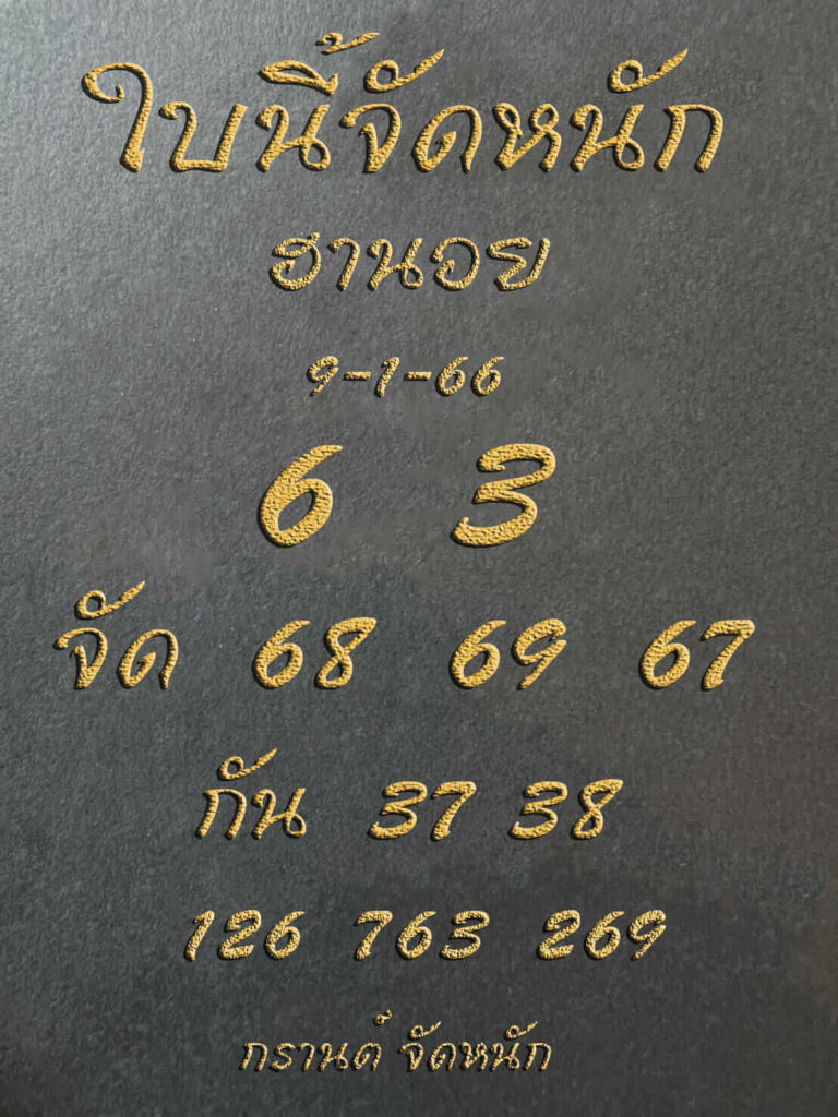 แนวทางหวยฮานอย 9/1/66 ชุดที่ 12