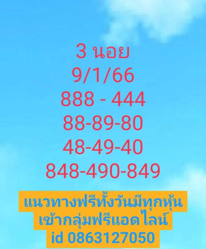 แนวทางหวยฮานอย 9/1/66 ชุดที่ 3