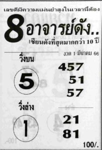 หวย8อาจารย์ดัง 1/3/66