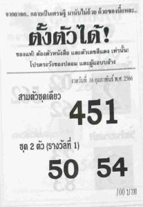 หวยตั้งตัวได้ 16/2/66