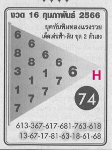 หวยทับทิมทอง 16/2/66