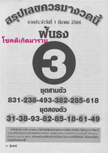 หวยฟันธง 1/3/66